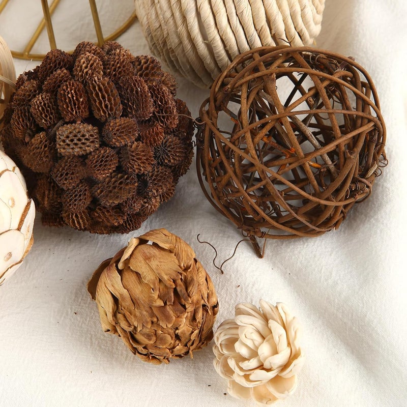 CIR OASES Decorative Bowl & Vase Filler Balls for Home Decor, Set of 6 PCS Natural Tone Rattan Wicker Balls Centerpieces Decoration, Decorative Orbs Vase Bowl Filler for Table Centerpieces - Image 4